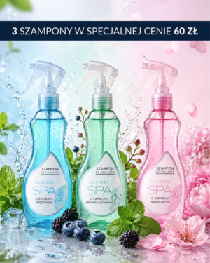 Zestaw trzech szamponów do czyszczenia okularów